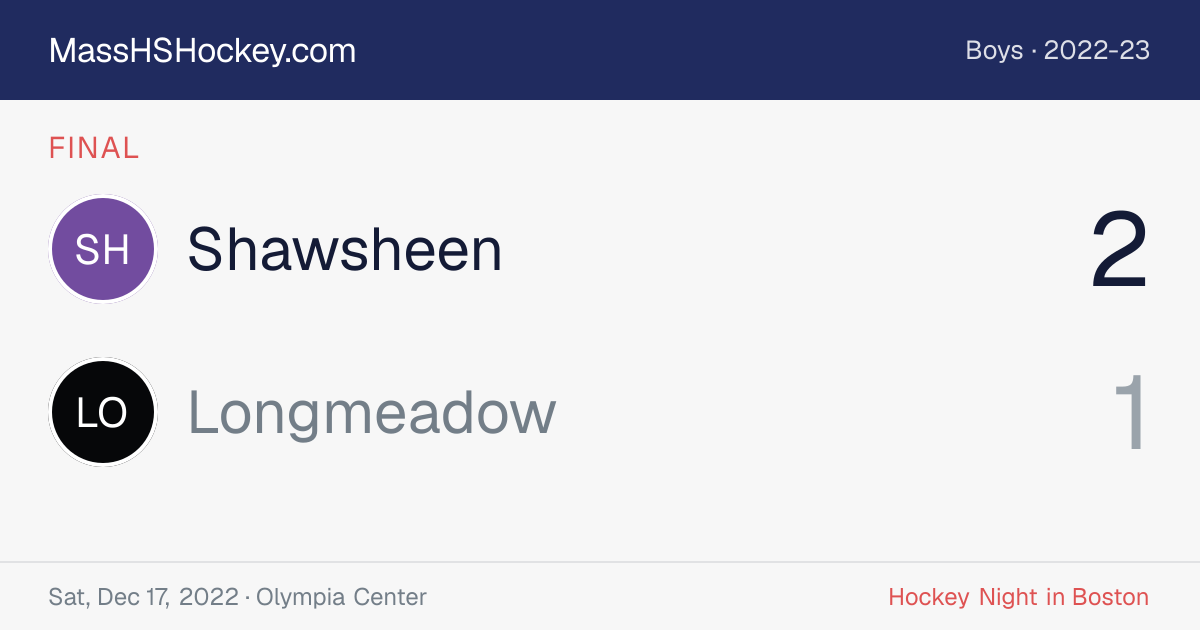 Shawsheen at Longmeadow score card