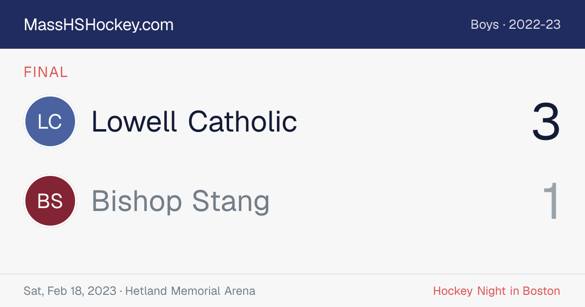 Lowell Catholic at Bishop Stang score card