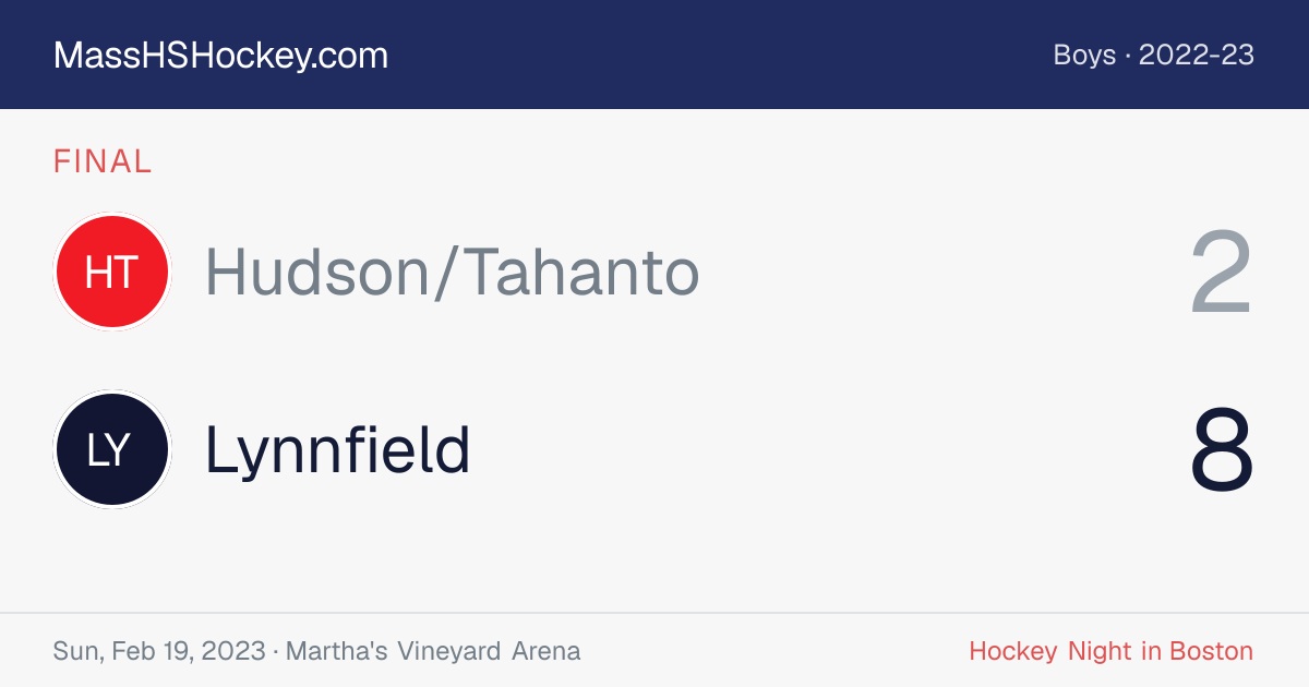 Hudson/Tahanto at Lynnfield score card