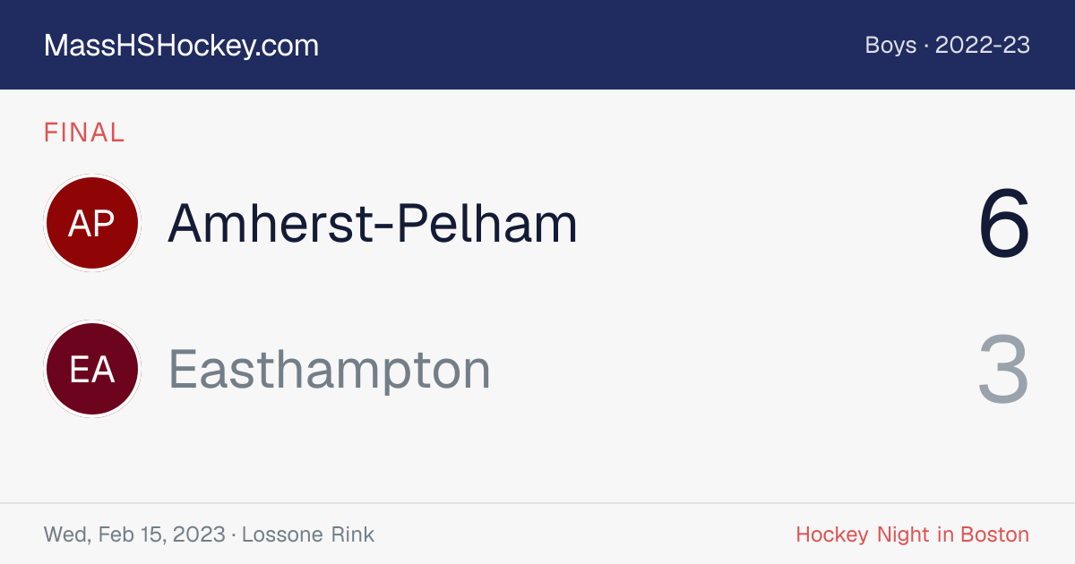 Amherst-Pelham at Easthampton score card