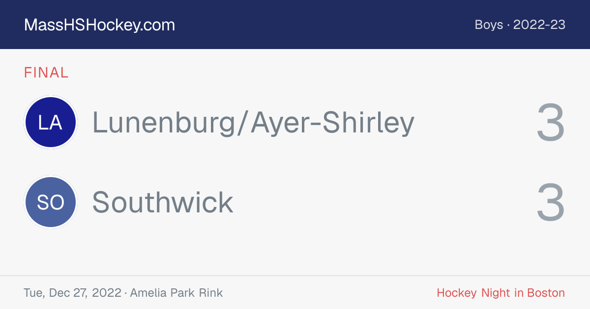 Lunenburg/Ayer-Shirley at Southwick score card