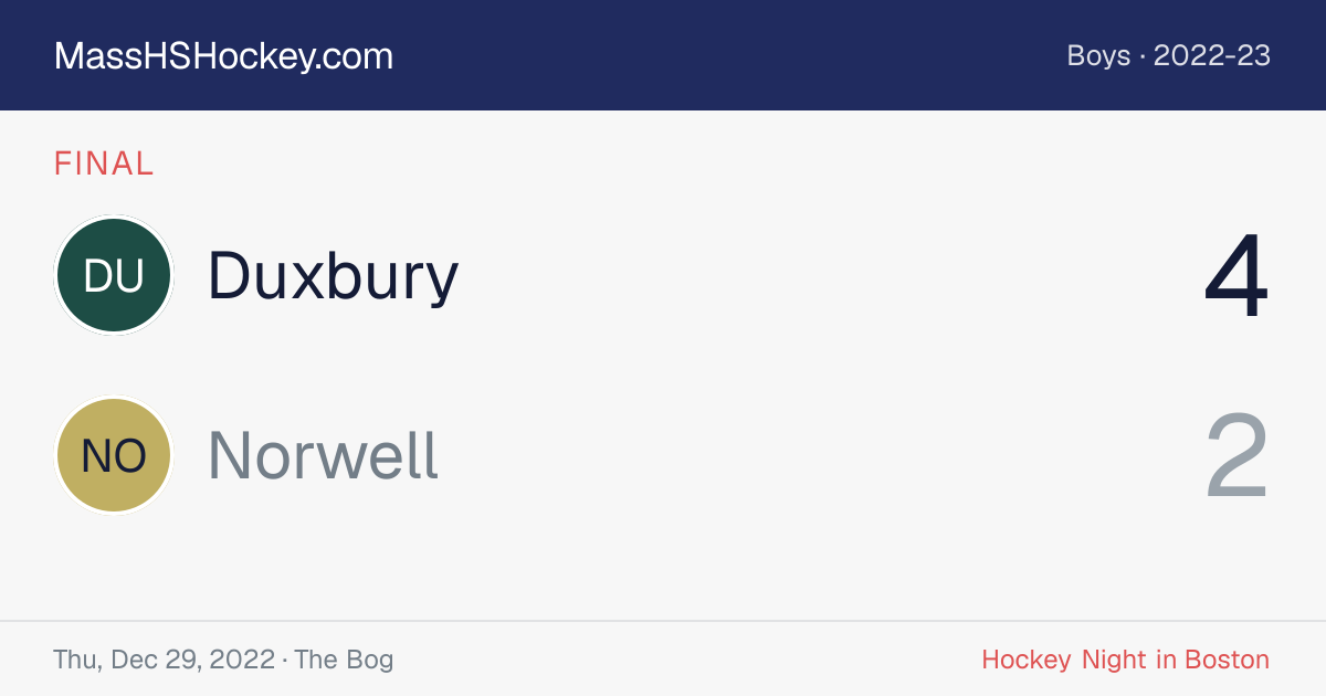 Duxbury at Norwell score card