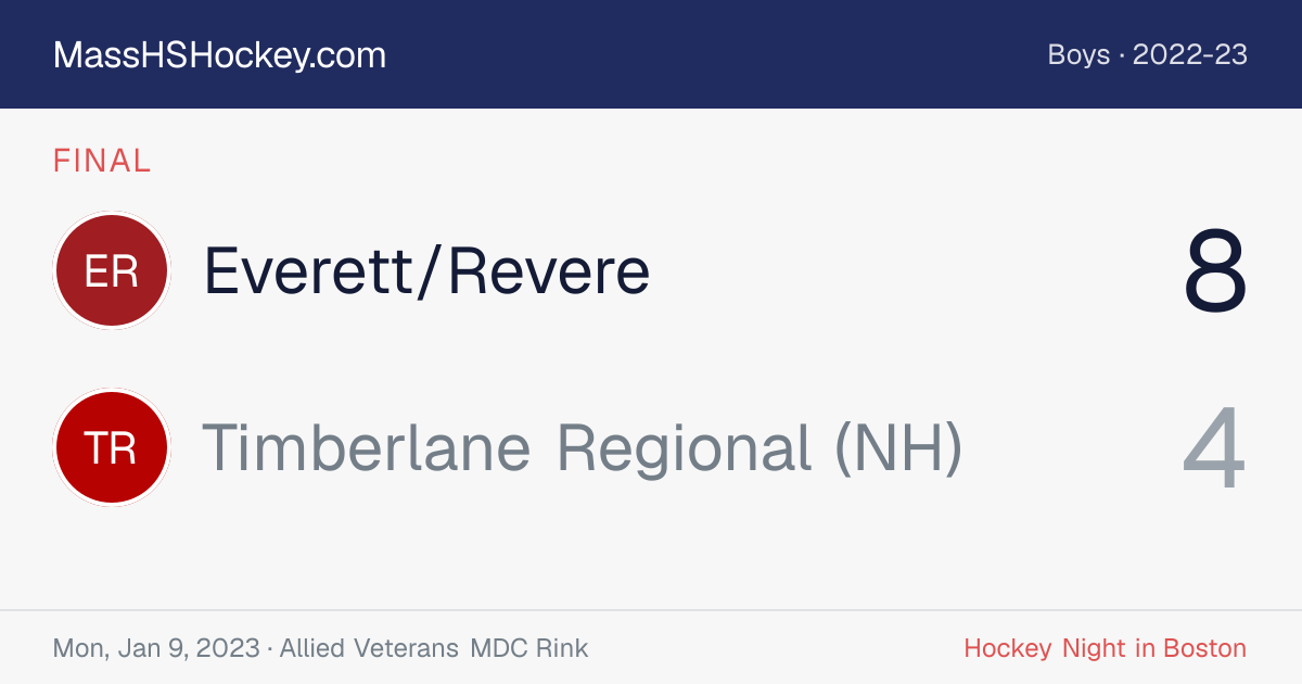 Everett/Revere at Timberlane Regional (NH) score card