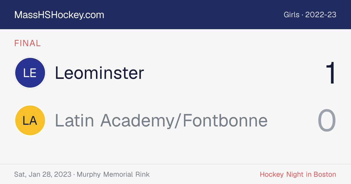 Leominster at Latin Academy/Fontbonne score card