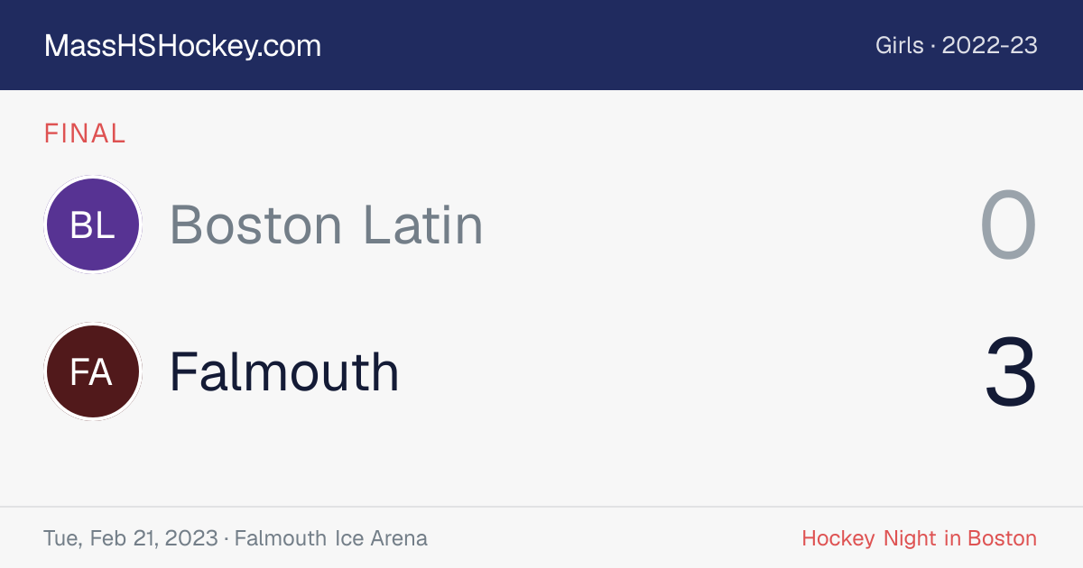Boston Latin at Falmouth score card