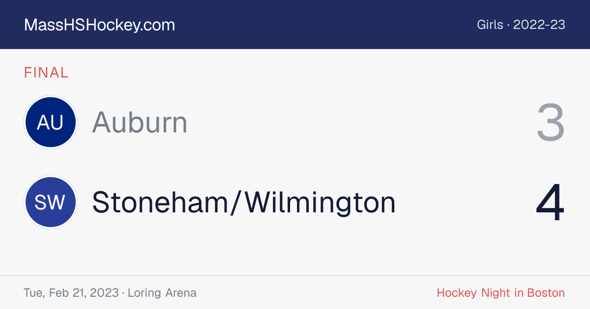 Auburn at Stoneham/Wilmington score card