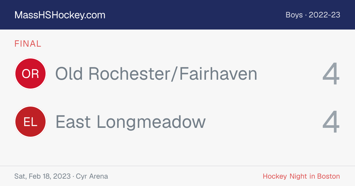 Old Rochester/Fairhaven at East Longmeadow score card