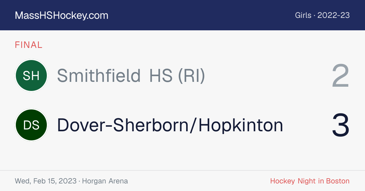 Smithfield HS (RI) at Dover-Sherborn/Hopkinton score card