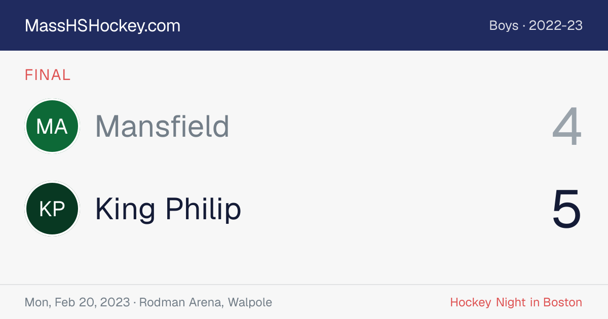 Mansfield at King Philip score card