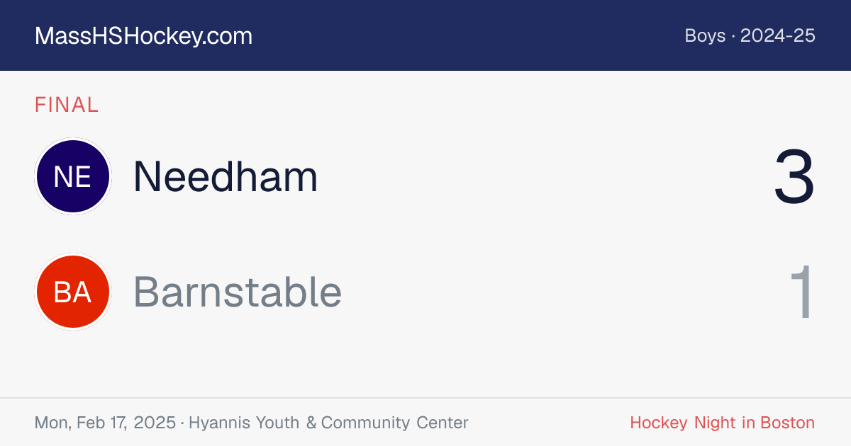Needham at Barnstable score card