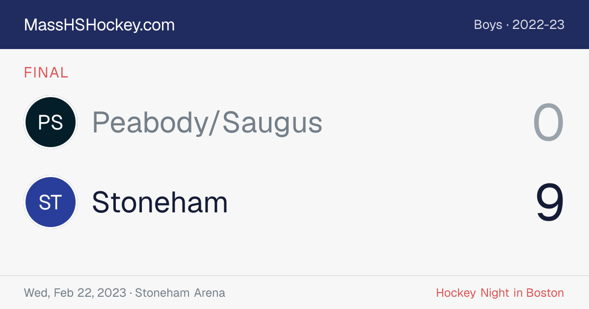 Peabody/Saugus at Stoneham score card