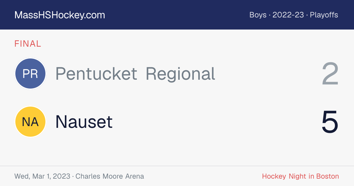 Pentucket Regional at Nauset score card