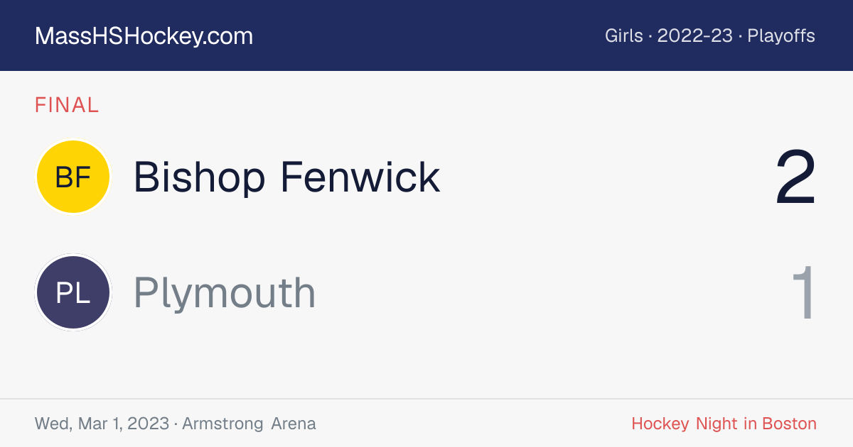 Bishop Fenwick at Plymouth score card