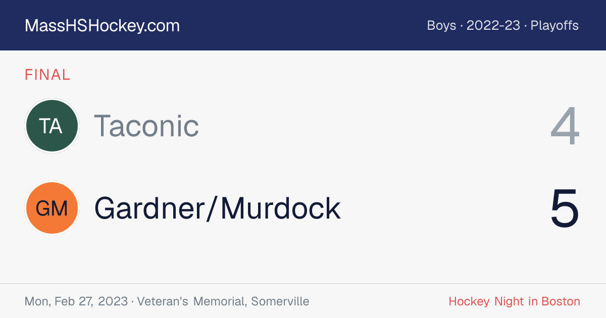 Taconic at Gardner/Murdock score card
