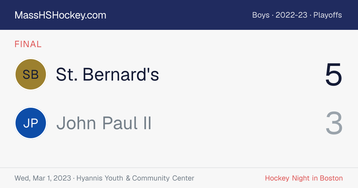 St. Bernard's at John Paul II score card