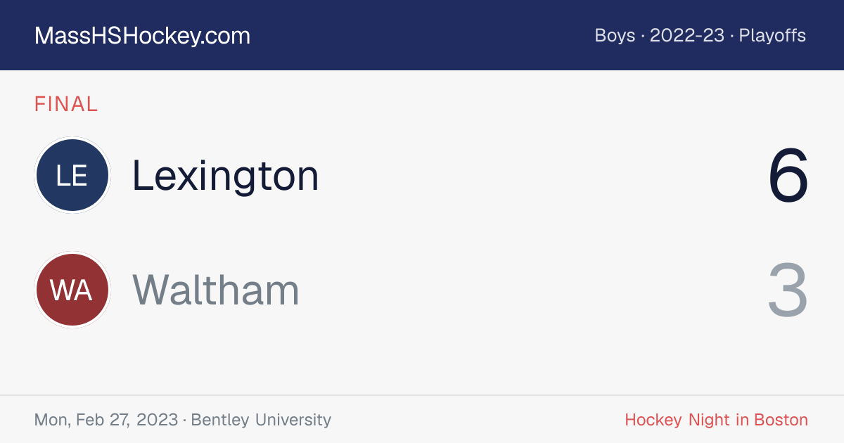 Lexington at Waltham score card