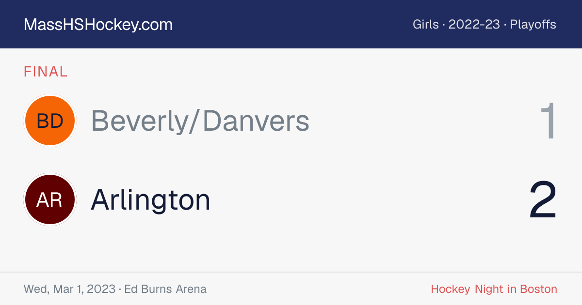Beverly/Danvers at Arlington score card