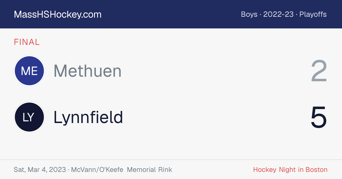Methuen at Lynnfield score card