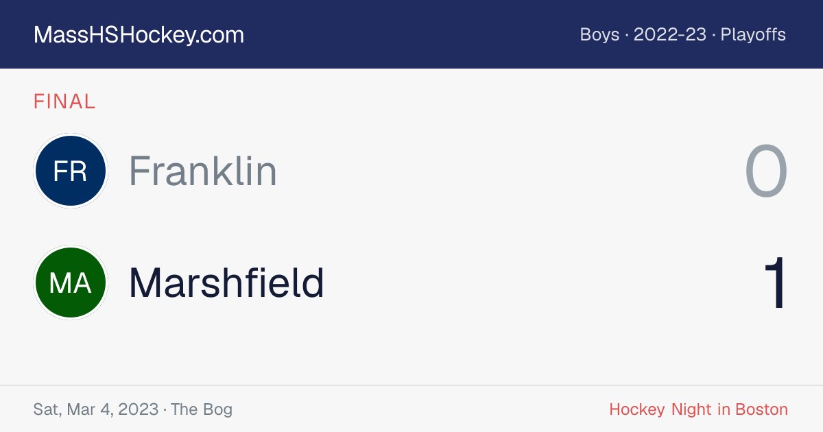 Franklin at Marshfield score card