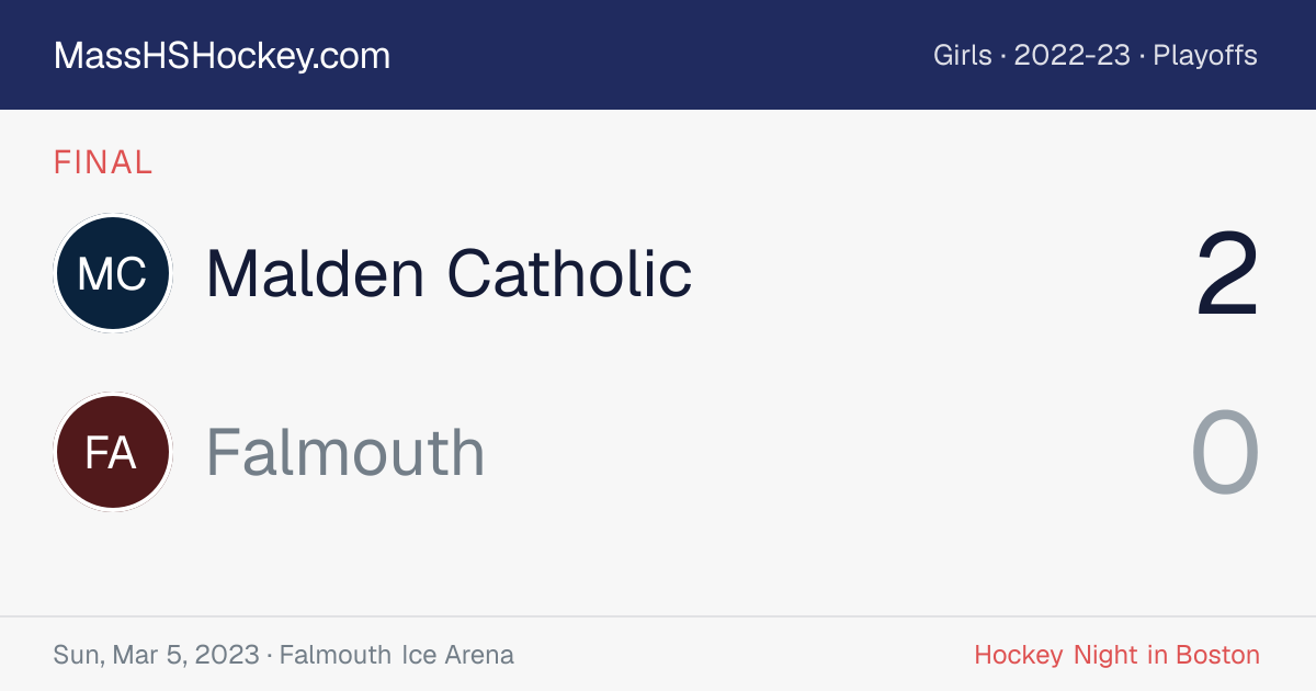 Malden Catholic at Falmouth score card