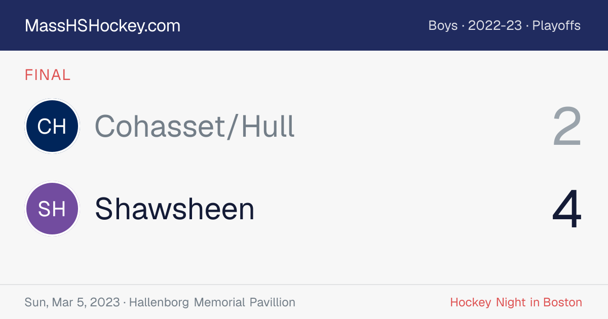 Cohasset/Hull at Shawsheen score card