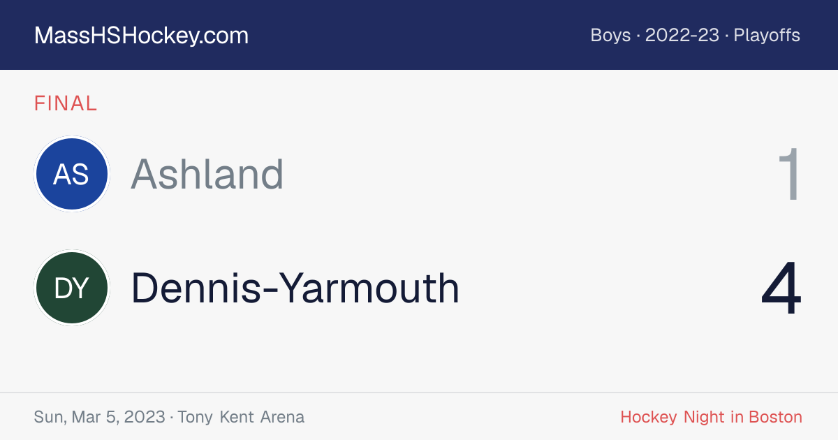 Ashland at Dennis-Yarmouth score card