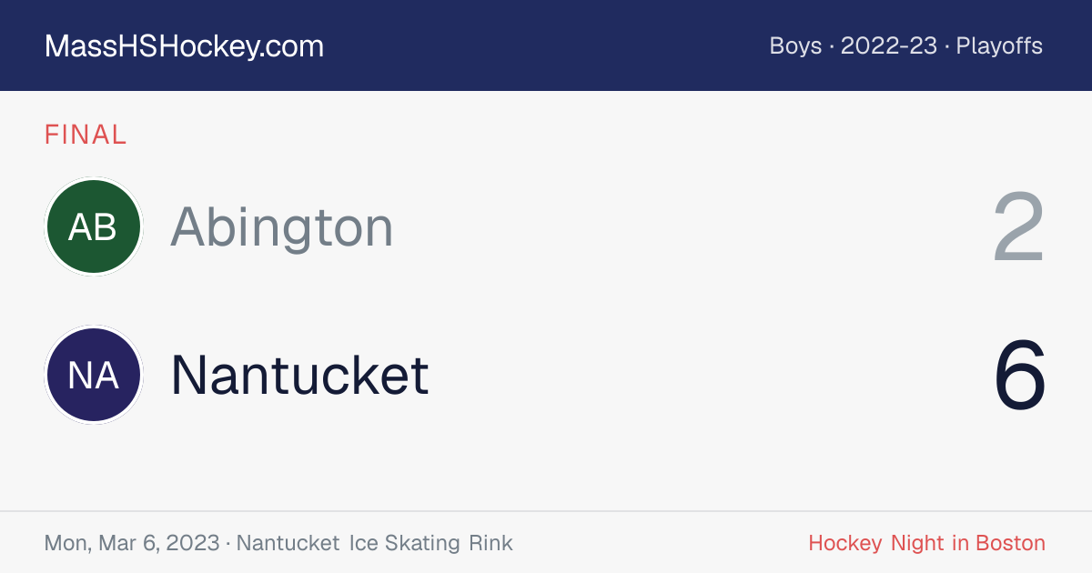 Abington at Nantucket score card