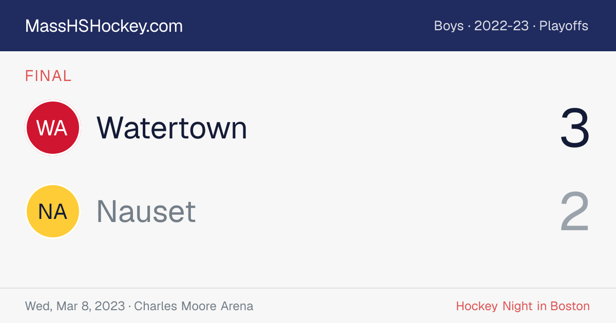 Watertown at Nauset score card