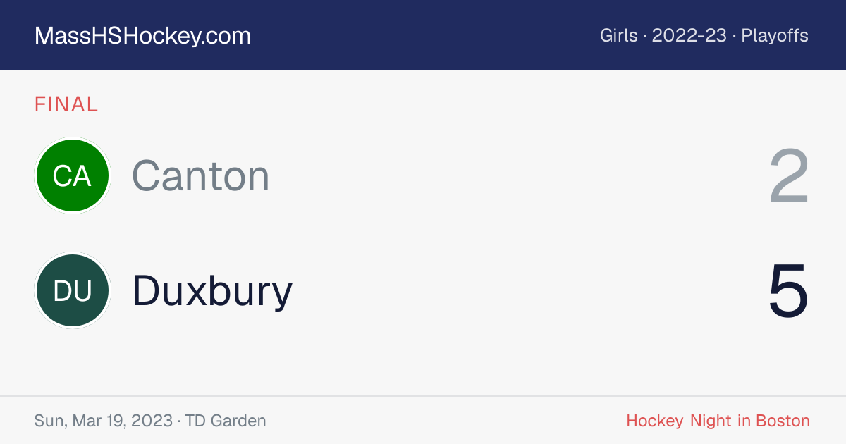 Canton at Duxbury score card