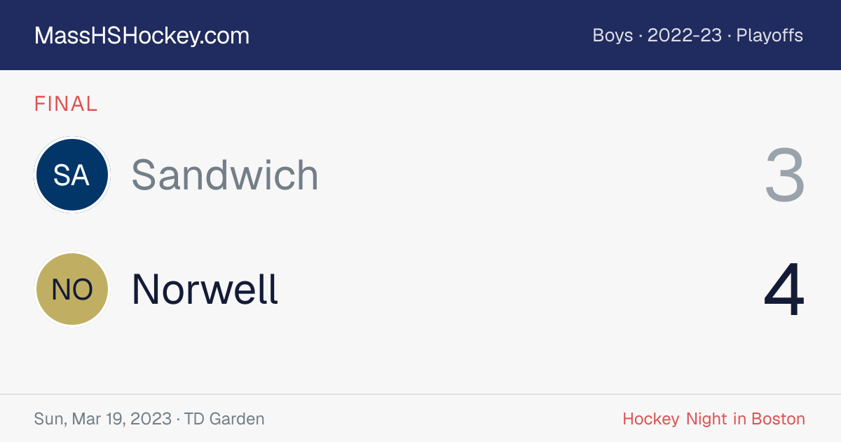 Sandwich at Norwell score card