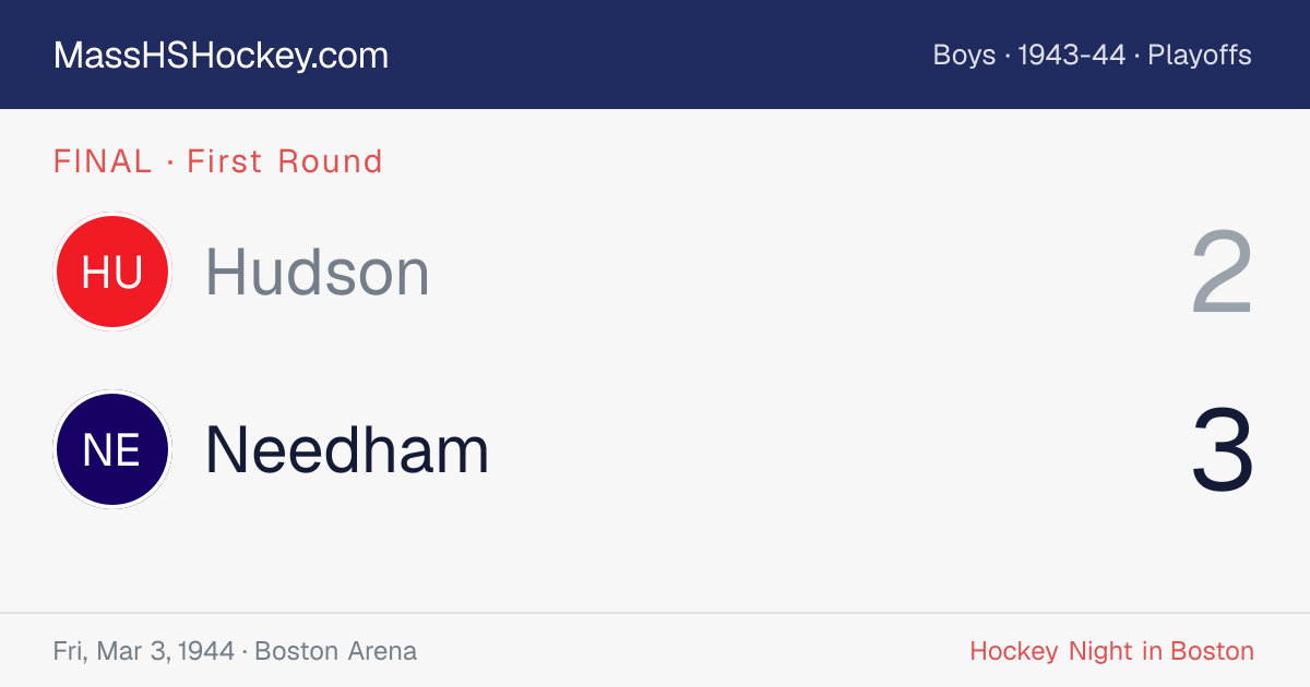 Hudson at Needham score card