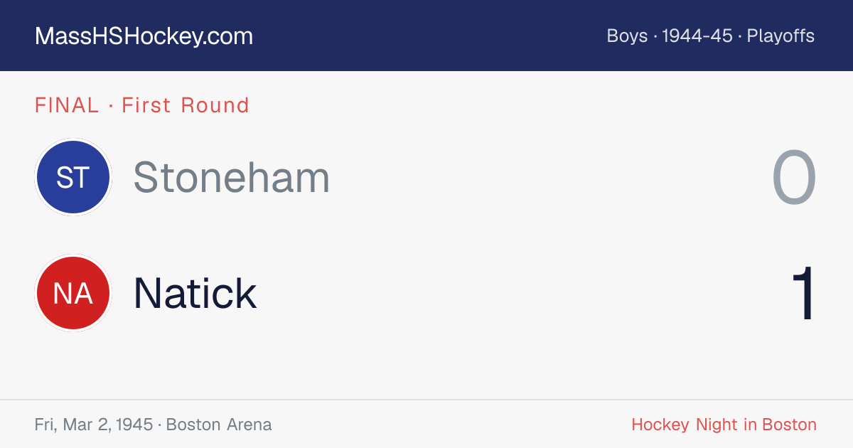 Stoneham at Natick score card