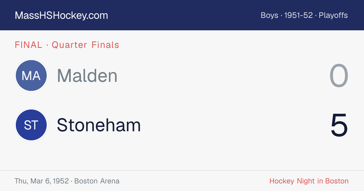 Malden at Stoneham score card