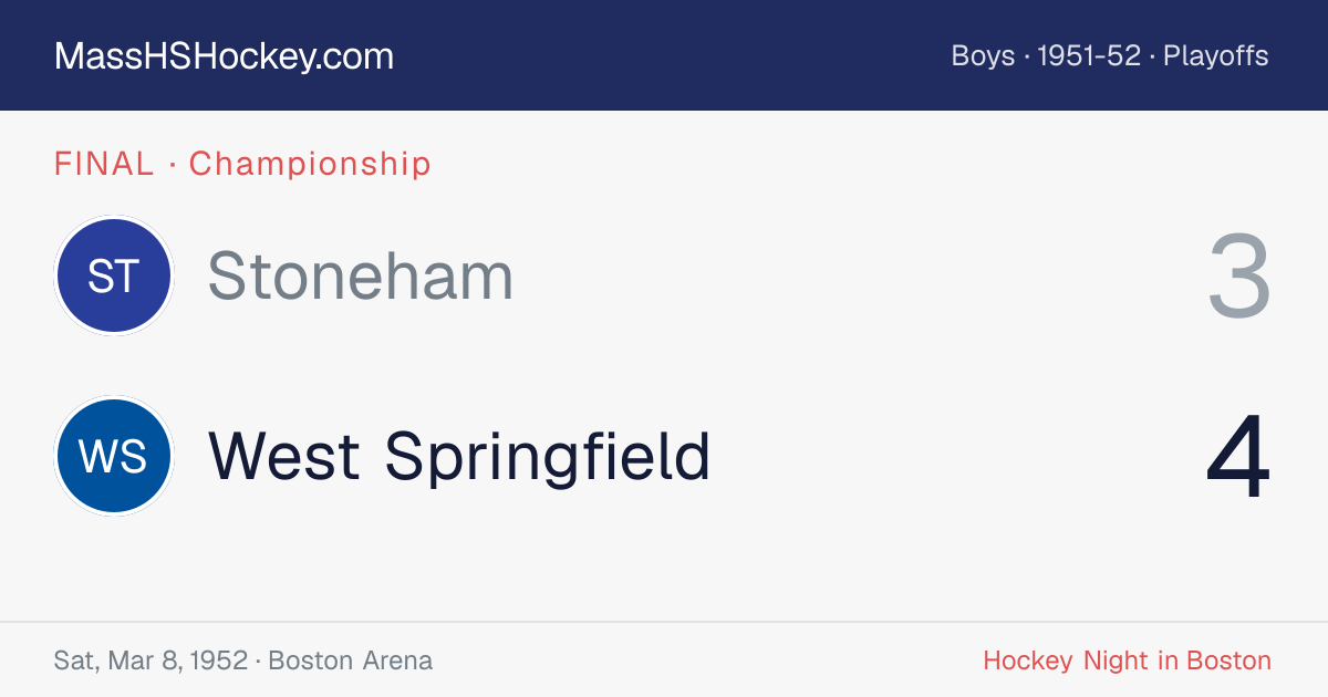 Stoneham at West Springfield score card