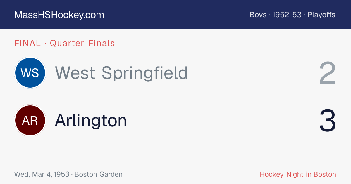 West Springfield at Arlington score card