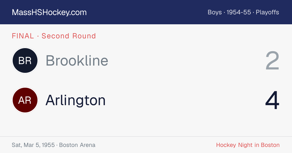 Brookline at Arlington score card