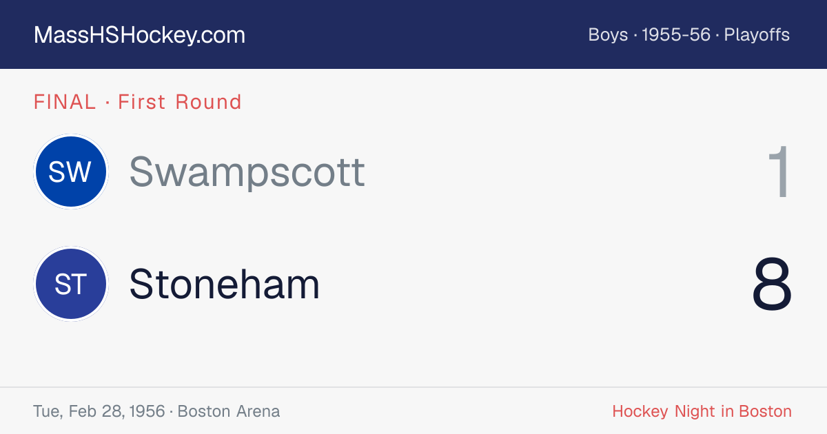 Swampscott at Stoneham score card