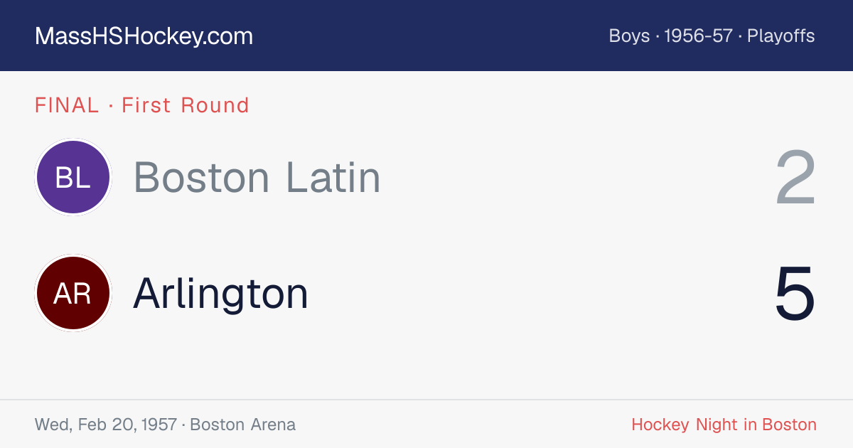 Boston Latin at Arlington score card