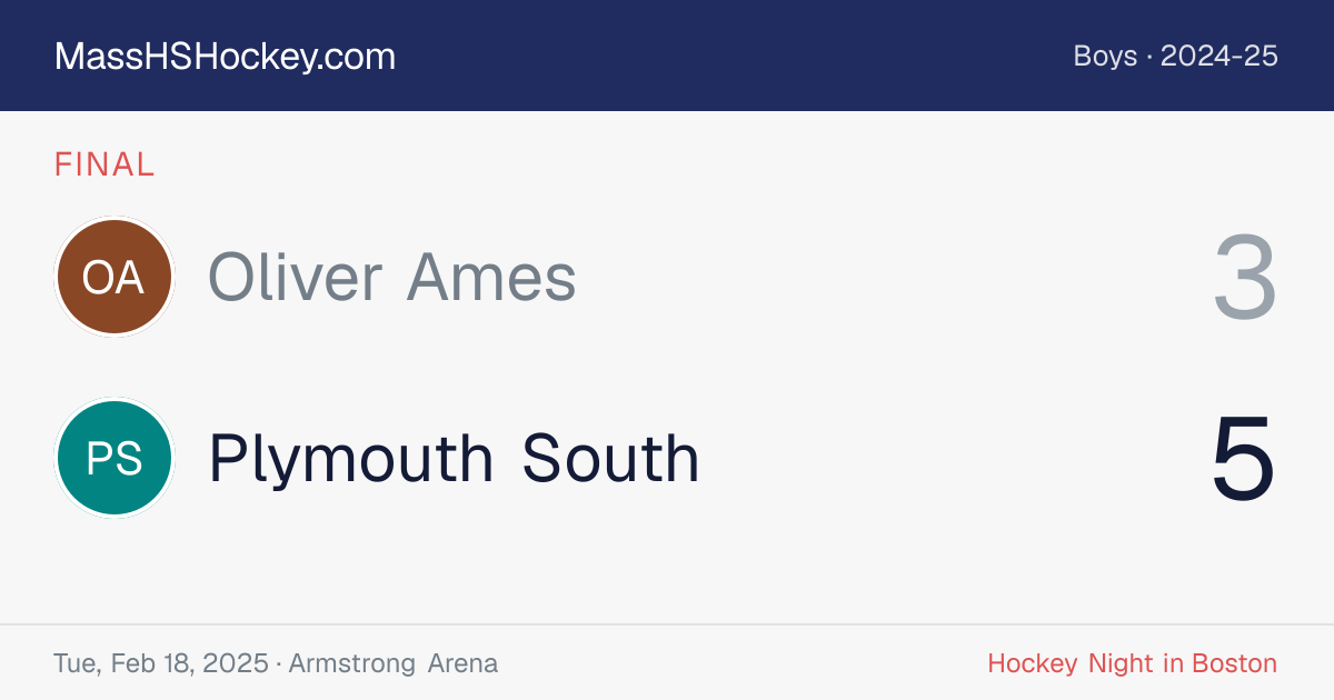 Oliver Ames at Plymouth South score card