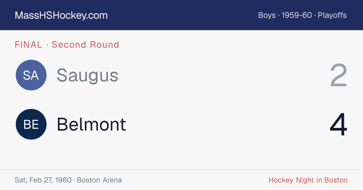 Saugus at Belmont score card