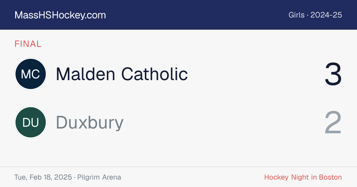 Malden Catholic at Duxbury score card