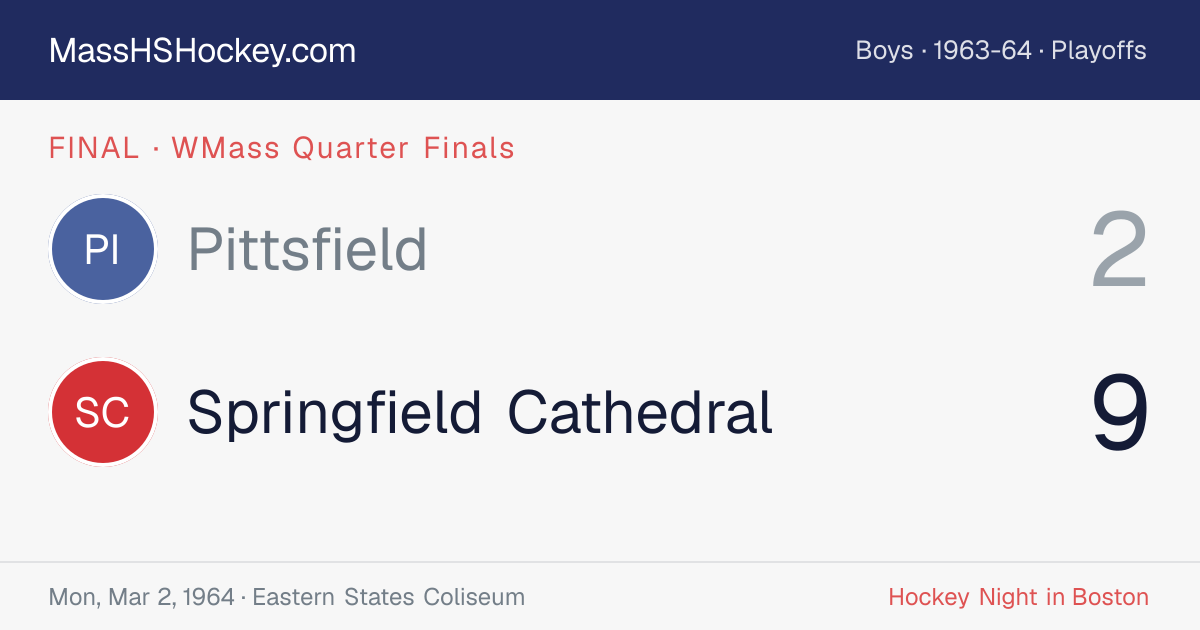 Pittsfield at Springfield Cathedral score card