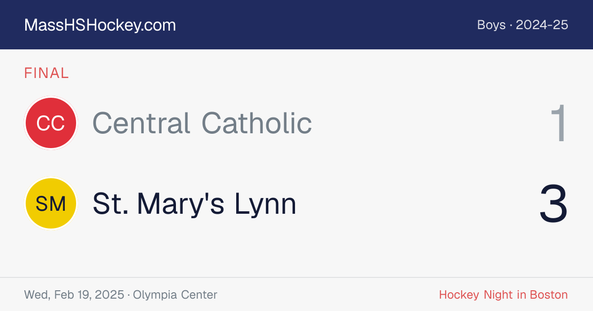 Central Catholic at St. Mary's Lynn score card