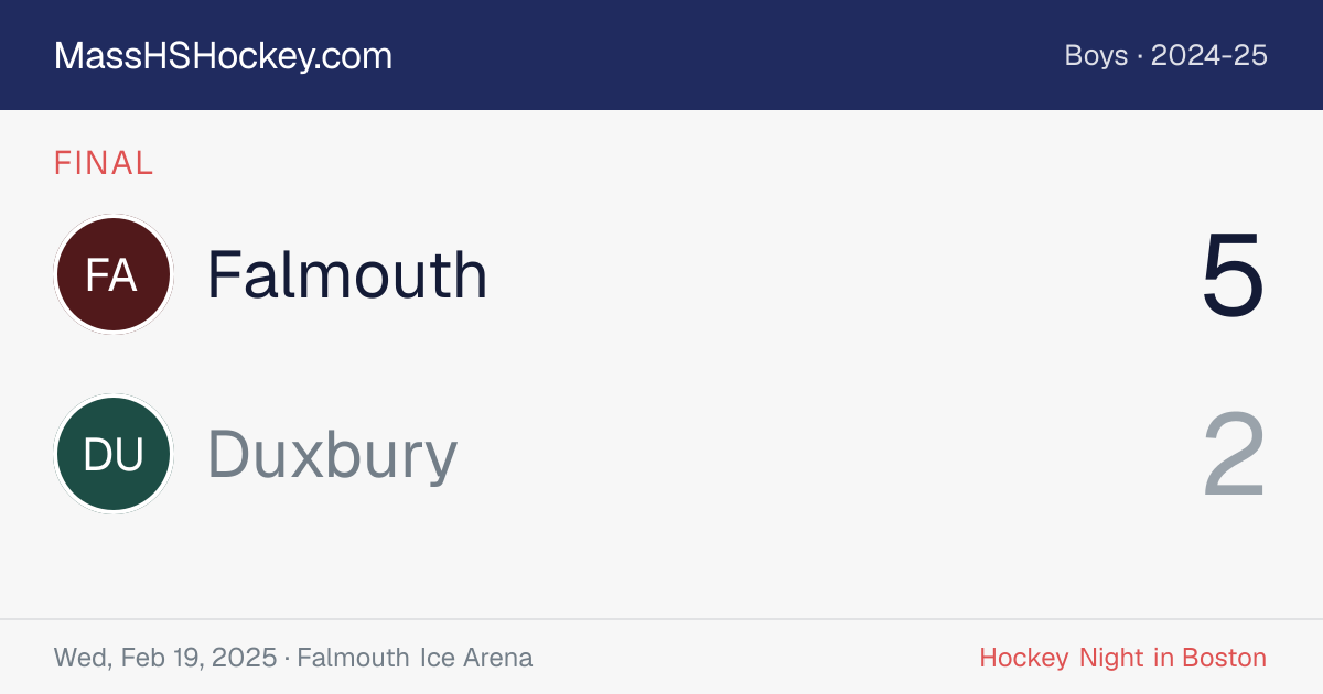 Falmouth at Duxbury score card
