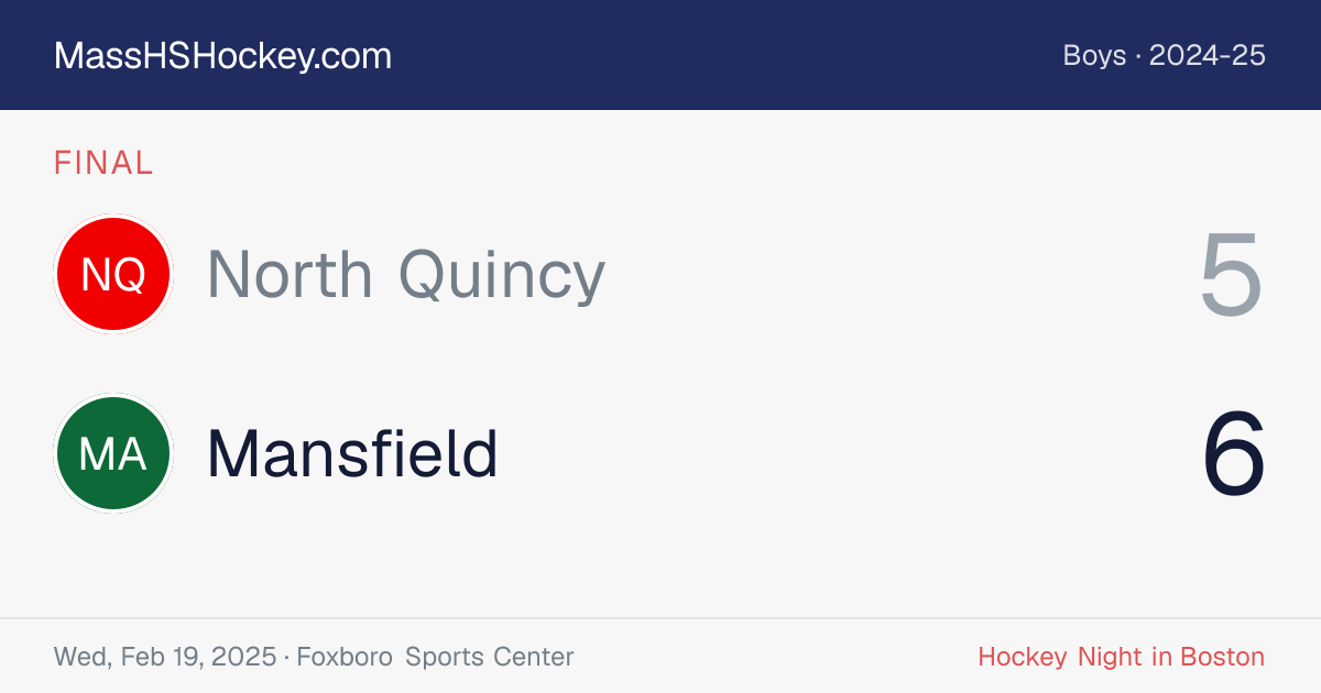 North Quincy at Mansfield score card