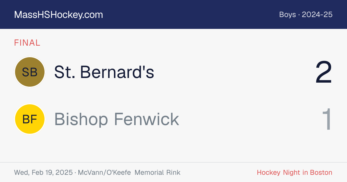 St. Bernard's at Bishop Fenwick score card