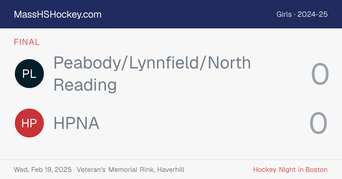Peabody/Lynnfield/North Reading at HPNA score card