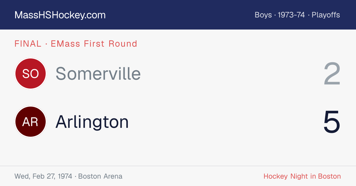 Somerville at Arlington score card