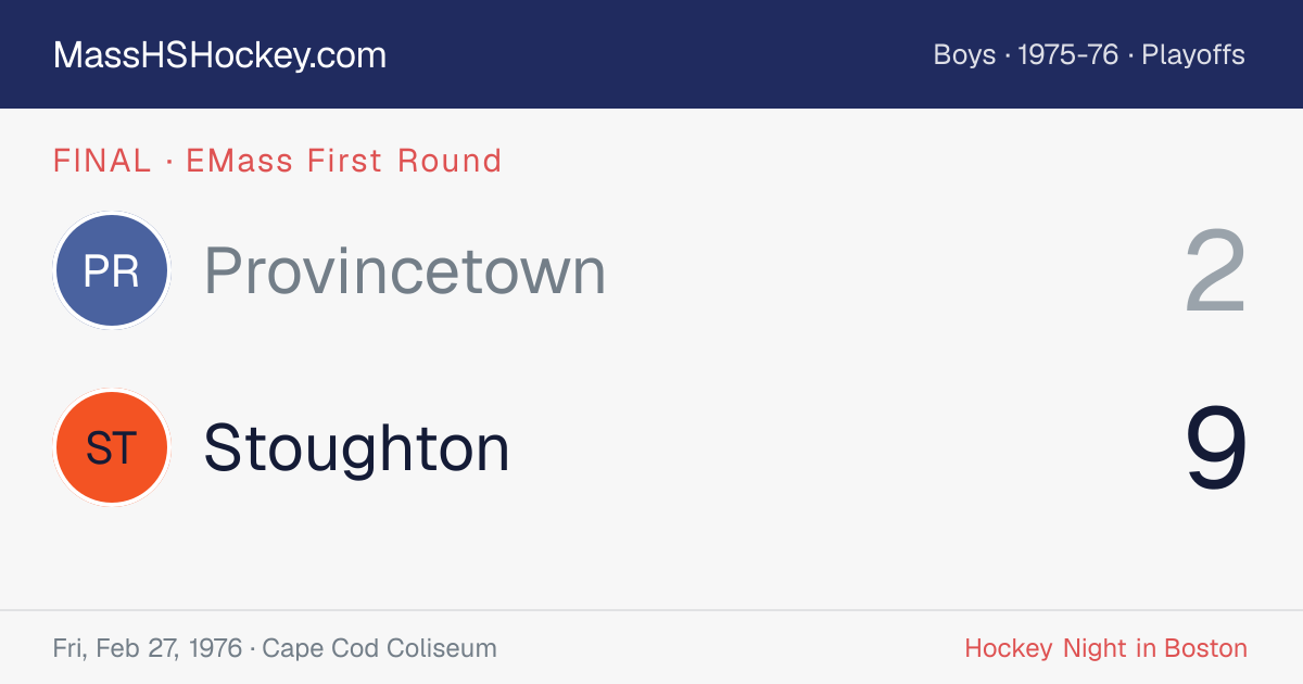 Provincetown at Stoughton score card