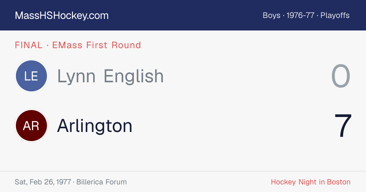 Lynn English at Arlington score card